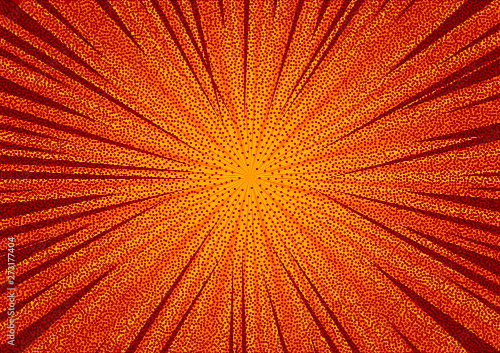 Poster abstract comic orange background for style pop art design. retro burst template backdrop. light rays