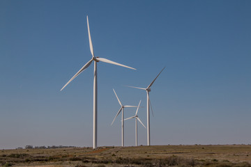 Wind farm with wind powered power generating turbines