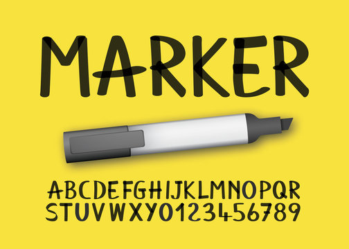 Font Alphabet Realistic Marker Effect Vector