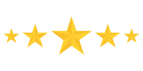 five golden stars rating showing best quality