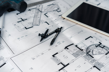 blueprint on the desk