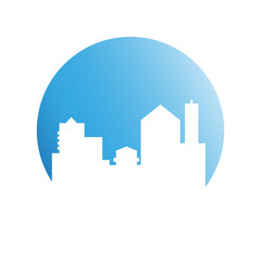 Fototapeta premium city skyline in blue circle background