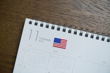 American Flag on November 2019 Calendar