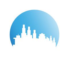 Fototapeta premium city skyline in blue circle background