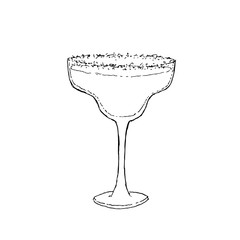 Margarita Cocktail monochrome vector sketch illustration