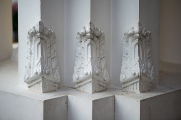 Thai pattern on wall of church at  Wat Rakhang Khositaram Bangkok ,Thailand