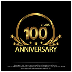 one hundred years anniversary golden. anniversary template design for web, game ,Creative poster, booklet, leaflet, flyer, magazine, invitation card - Vector