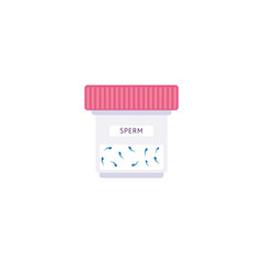 Semen analysis in a medical test tank flat vector illustration isolated on a white.