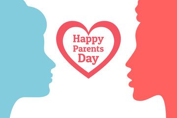 Parents Day. Happy same sex homosexual family concept. Festive background with female silhouettes for banner, card, poster, template. Greeting inscription.