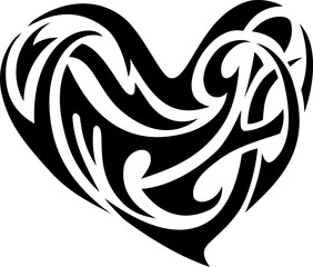 Tribal Abstract Heart, Isolated Vector