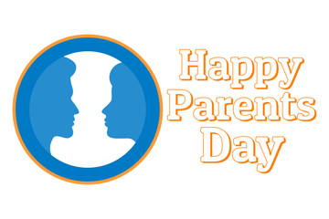 Parents Day - Holiday that celebrated on the Fourth Sunday in July in USA. Festive background with male and female silhouettes in circle for banner, card, poster, template. Greeting inscription.