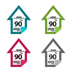 ninety percent up, upwards arrow illustration. document icon