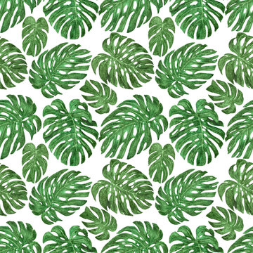 Tropical Leaves Seamless Repeat Pattern © CeciliaO