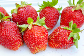 fresh strawberries on white background