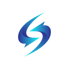 initial letter S logo design with symmetrical arrows