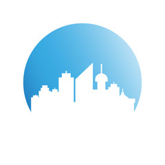 Fototapeta premium city skyline in blue circle background