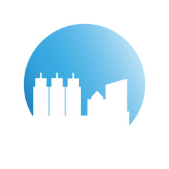 Obraz premium city skyline in blue circle background