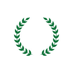 Geometric wreath icon with two separate round branches with green leaves