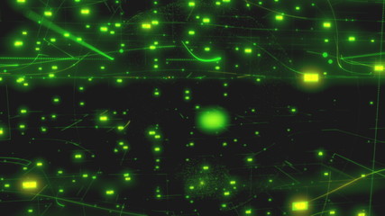 concept of computer technology of internet of things IOT and big data exchange using artificial intelligence AI moving on an 3D rendering earth model in black space background as render 4K video with