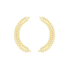Golden greek laurel or olive winners wreath vector illustration isolated.