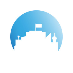 Fototapeta premium city skyline in blue circle background