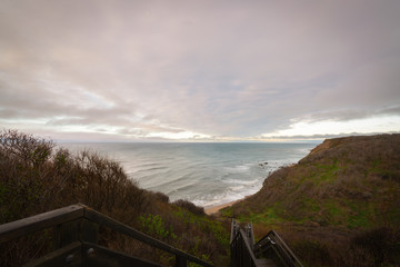 Historic view of Mohegan Bluffs along the coast of Block Island 