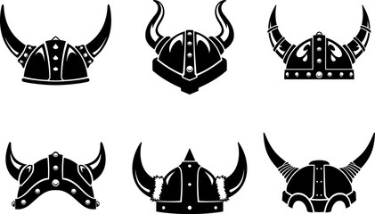 Viking Horned Helm Set Silhouette