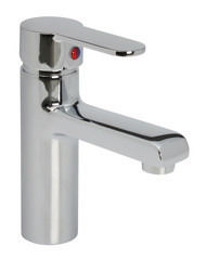 Chrome water faucet mixer isolated on white background