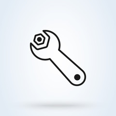 wrench screw. Line art Simple modern icon design illustration.