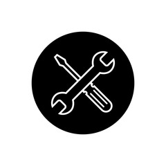 Repair icon. Wrench and screwdriver icon. Settings icon isolated