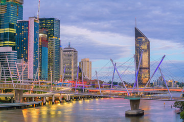 Fototapeta premium Brisbane city skyline at twilight in Australia