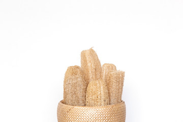 luffa sponge on white background.