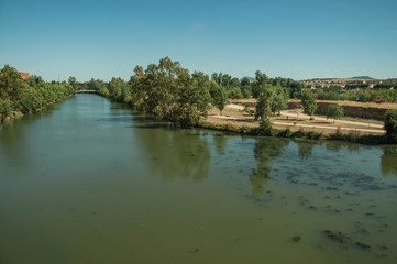 Fototapeta na wymiar Guadiana River seen from the Puente Romano at Merida