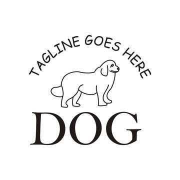 Illustration line art dog pet logo emblem vector design simple 