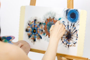 Artist painting on an easel