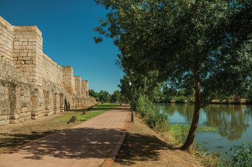 Fototapeta na wymiar Muslim fortification and the Guadiana River at Merida