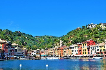 Fototapeta premium Panoramic view of Portofino Harbour, Liguria, Italy