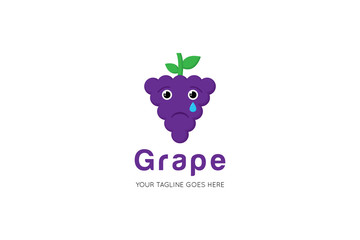 Cute grape fruit character in action emotion, cartoon emoticons, Cute emoji, grape character logo and icon with flat style design vector illustration