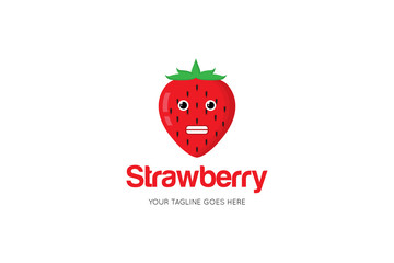 Cute strawberry fruit character in action emotion, cartoon emoticons, Cute emoji, strawberry fruit character logo and icon with flat style design vector illustration