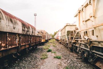 Fototapeta na wymiar abandoned trains