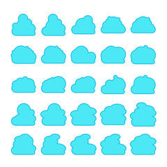 blue cloud shape collection vector