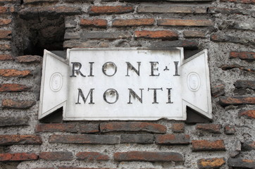 Old district plate in Rome, Italy