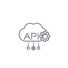 Cloud API, software integration line icon