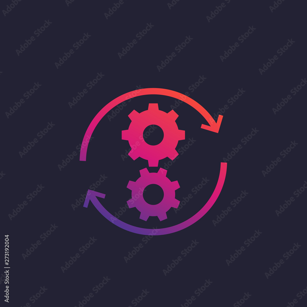 Poster operations vector icon with cogwheels