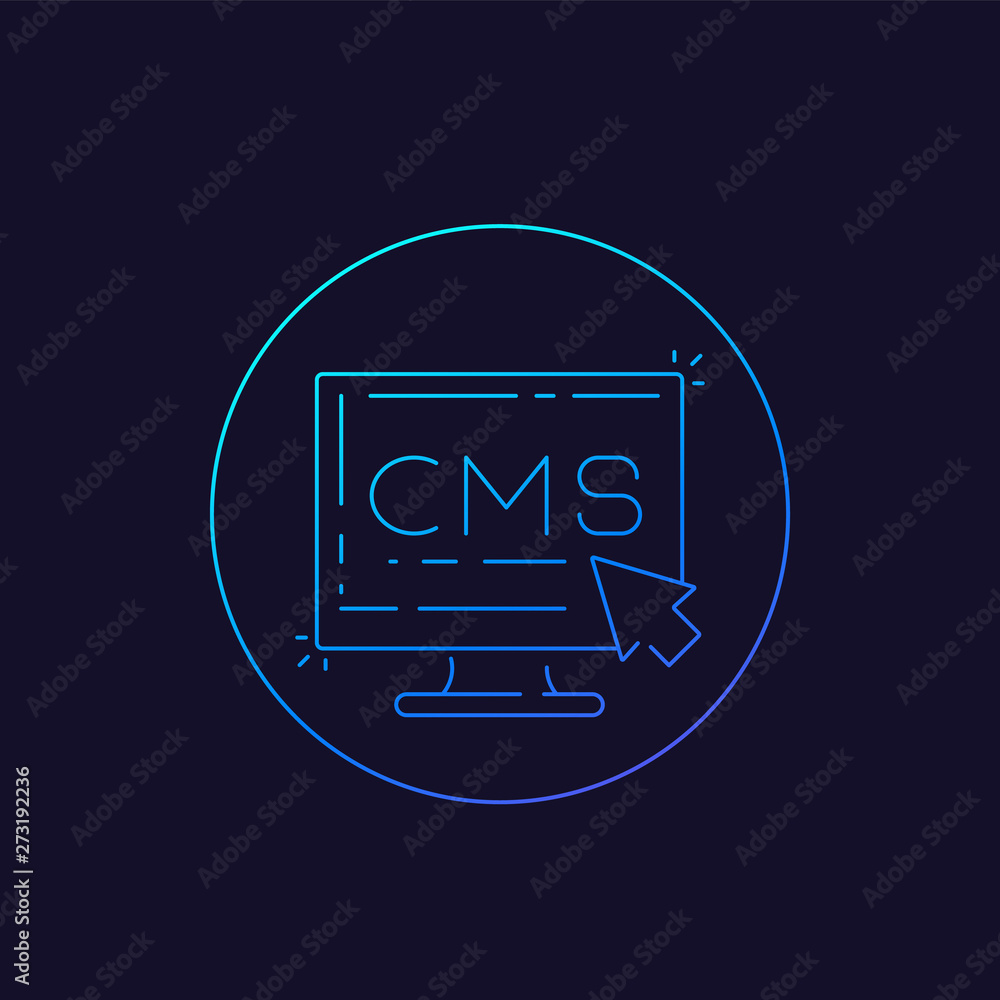 Sticker CMS, Content management system icon, linear vector