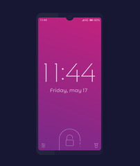 smartphone with lock screen, vector mockup