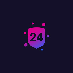 24 hour protection vector icon