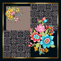 flowers pattern silk scarf design fashion textile
