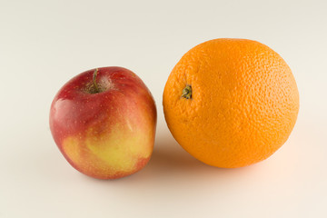 ripe beautiful apple with orange
