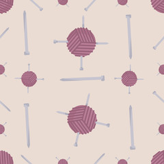 Seamless pattern with cartoon knitting elements.